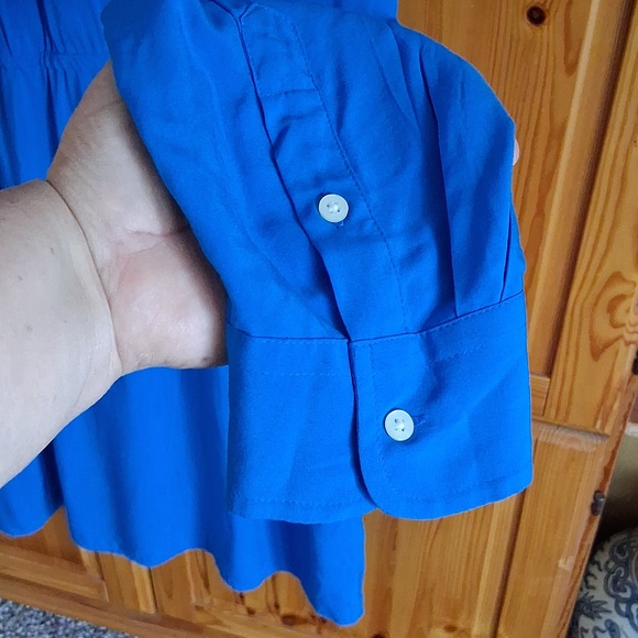 Lauren Ralph Lauren Vibrant Blue Preppy Long Sleeve Shirt Dress Plus Size 16 - Picture 6 of 7